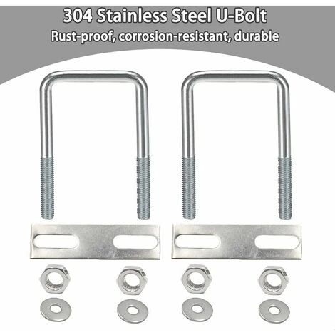 U-Boulons Carré Boulons En U, 70 X 110 Mm U-Bolts En Acier Inox, U-Boulon M8 Avec éCrou Plaque De Cadre Et Rondelle, M8 Boulon En U Pour Fixation De Planches Et De Tuyaux (70 X 110 Mm) 4 U-Boulons Carré Boulons En U, 70 X 110 Mm U-Bolts En Acier Inox, U-Boulon M8 Avec éCrou Plaque De Cadre Et Rondelle, M8 Boulon En U Pour Fixation De Planches Et De Tuyaux (70 X 110 Mm) – Image 2