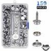 Kit De 150 Boutons-pression En Toile Marine Avec Vis En Métal Pour Bateau, Douille De 9,5 Mm Avec 2 Outils De Réglage Pour Housse De Bateau, Meubles