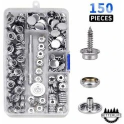 Kit De 150 Boutons-pression En Toile Marine Avec Vis En Métal Pour Bateau, Douille De 9,5 Mm Avec 2 Outils De Réglage Pour Housse De Bateau, Meubles