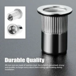 100 Pièces M6 écrou à Rivet Fileté à Tête Plate,écrous à Riveter Fileter En Acier Inoxydable,assortiment Inserts Filetés Pour Mental Plastique ( 15 Mm) -Fischer Boutique 100341853 3