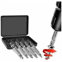 Extracteur à Vis à Tête Double,Endommagé Vis Extracteur Et Retirer Kit H.S.S.1＃/2＃/3＃/4＃0＃-(5Pcs)