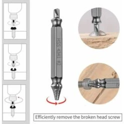 Extracteur à Vis à Tête Double,Endommagé Vis Extracteur Et Retirer Kit H.S.S.1＃/2＃/3＃/4＃0＃-(5Pcs) -Fischer Boutique 100343516 3