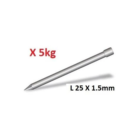Pointe Tête Homme 25x1.5mm Finition Claire (boite De 5kg) TH Pour Clouage Esthetique ARCELOR 102-533-8 3 Pointe Tête Homme 25x1.5mm Finition Claire (boite De 5kg) TH Pour Clouage Esthetique ARCELOR 102-533-8