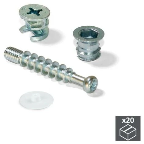 Emuca Excentrique + Goujon Et écrou M6, D. 15 Mm, Panneau 19 Mm, Zamak Et Acier, Blanc, 20 Ut. - Talla 4 Emuca Excentrique + Goujon Et écrou M6, D. 15 Mm, Panneau 19 Mm, Zamak Et Acier, Blanc, 20 Ut. - Talla – Image 2