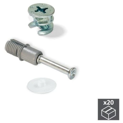 Emuca Excentrique + Goujon Expansible, D. 15 Mm, Panneau 16 Mm, Zamak Et Acier, Blanc, 20 Ut. - Talla 3 Emuca Excentrique + Goujon Expansible, D. 15 Mm, Panneau 16 Mm, Zamak Et Acier, Blanc, 20 Ut. - Talla