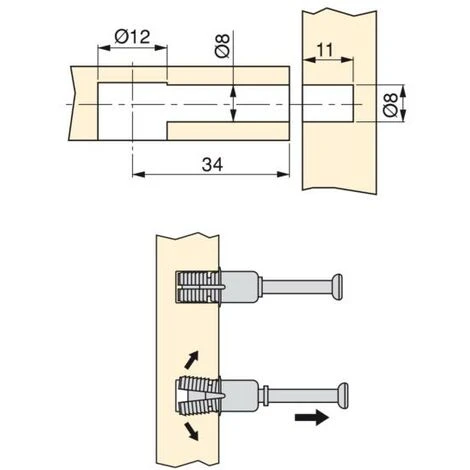 Emuca Excentrique + Goujon Expansible, D. 15 Mm, Panneau 16 Mm, Zamak Et Acier, Blanc, 20 Ut. - Talla 5 Emuca Excentrique + Goujon Expansible, D. 15 Mm, Panneau 16 Mm, Zamak Et Acier, Blanc, 20 Ut. - Talla – Image 3