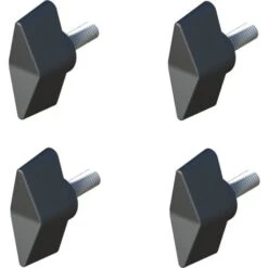 4x Vis Papillon M4 X 10 Tête Plastique Tige Acier Bouton Manœuvre