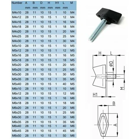 4x Vis Papillon M4 X 10 Tête Plastique Tige Acier Bouton Manœuvre 4 4x Vis Papillon M4 X 10 Tête Plastique Tige Acier Bouton Manœuvre – Image 2
