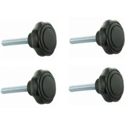 4x Vis Bouton M6 X 40 Molette Moleté Manœuvre Tête Plastique Tige Acier
