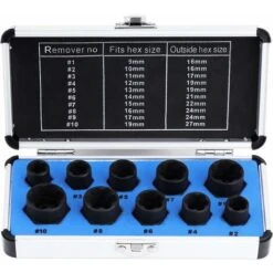 Jeux De Douilles, Extracteur D'Écrous, Douille Pour Extracteur De Boulon Endommagés 9-19Mm (10Pcs)