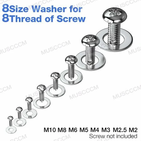 LITZEE 360 Pcs En Acier Inoxydable Plat Et Rondelles Assortiment De Lave-mains (M2 M2.5 M3 M4 M5 M6 M8 M10) 5 LITZEE 360 Pcs En Acier Inoxydable Plat Et Rondelles Assortiment De Lave-mains (M2 M2.5 M3 M4 M5 M6 M8 M10) – Image 3