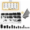 M2.5 M3 M4 M5 M6 M8 Vis Sans Tête Hexagonale,Set Assortiment Kit De Acier Au Carbone Douille Hexagonale Vis-pointeau Vis Avec Entraînement Hexagonal Interne，Irisfr（300Pcs，le Noir） -Fischer Boutique 44570622 1