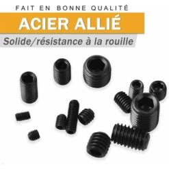 M2.5 M3 M4 M5 M6 M8 Vis Sans Tête Hexagonale,Set Assortiment Kit De Acier Au Carbone Douille Hexagonale Vis-pointeau Vis Avec Entraînement Hexagonal Interne,Irisfr(300Pcs,le Noir) 10 M2.5 M3 M4 M5 M6 M8 Vis Sans Tête Hexagonale,Set Assortiment Kit De Acier Au Carbone Douille Hexagonale Vis-pointeau Vis Avec Entraînement Hexagonal Interne,Irisfr(300Pcs,le Noir) -Fischer Boutique 44570622 4