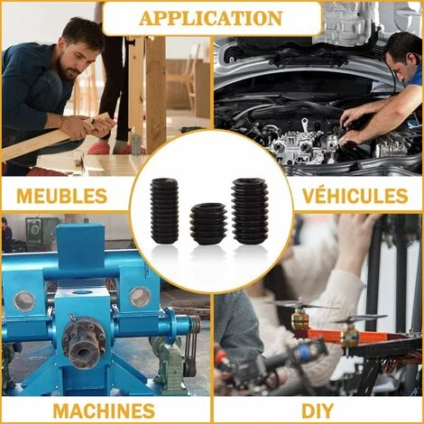 M2.5 M3 M4 M5 M6 M8 Vis Sans Tête Hexagonale,Set Assortiment Kit De Acier Au Carbone Douille Hexagonale Vis-pointeau Vis Avec Entraînement Hexagonal Interne,Irisfr(300Pcs,le Noir) 7 M2.5 M3 M4 M5 M6 M8 Vis Sans Tête Hexagonale,Set Assortiment Kit De Acier Au Carbone Douille Hexagonale Vis-pointeau Vis Avec Entraînement Hexagonal Interne,Irisfr(300Pcs,le Noir) – Image 5