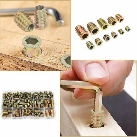 Écrous Hexagonaux M4 M5 M6 M8 M10 Avec Inserts Filetés, Alliage De Zinc Insert Fileté Hexagonale Écrous Inserts,irisfr(230PCS) 7 Écrous Hexagonaux M4 M5 M6 M8 M10 Avec Inserts Filetés, Alliage De Zinc Insert Fileté Hexagonale Écrous Inserts,irisfr(230PCS) – Image 5