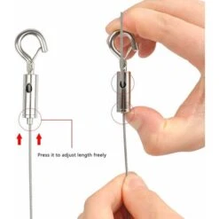 Fil De Suspension De Photos De 2 M - 1,5 Mm - Avec Boucle Et Crochet - Robuste - Réglable - En Acier Inoxydable - Pour Lampe, Miroir - Charge Maximale : 30 Kg，Starlight，2Pcs -Fischer Boutique 50942108 3