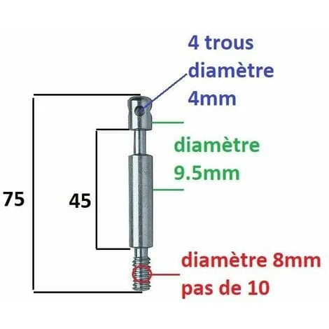 Kit De 2x Goujons D'assemblage De Lit Meuble Diamètre 8mm X Longueur 75mm 4 Trous + 2x étrier Ferrure Fourchette 38mm Acier Vis Filetage Direct 4 Kit De 2x Goujons D'assemblage De Lit Meuble Diamètre 8mm X Longueur 75mm 4 Trous + 2x étrier Ferrure Fourchette 38mm Acier Vis Filetage Direct – Image 2