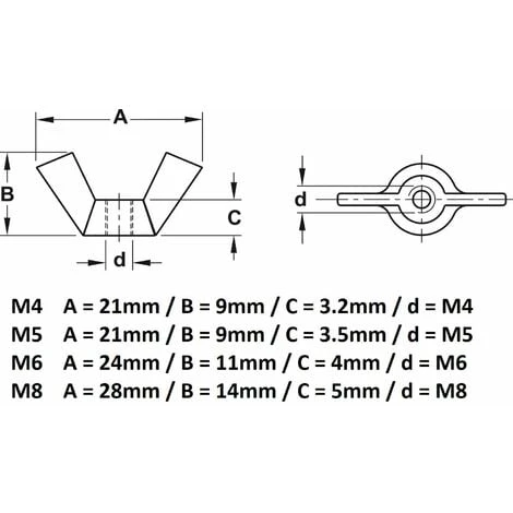 10x écrou Papillon M4 Acier Forme Américaine à Oreille 4 10x écrou Papillon M4 Acier Forme Américaine à Oreille – Image 2