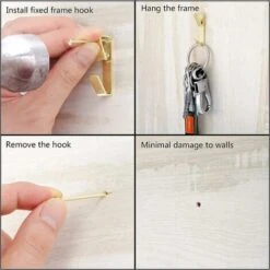 130Pcs Crochet Pour Cadre Photo Crochets De Suspension Accroche Tableau Avec Clous Metal Crochet Mural Robustes Outil De Suspension D'Image Pour Photos Horloge Toile Vêtements Décoration De Maison,T-A -Fischer Boutique 58166421 4