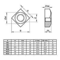 SL.GT Ecrou Carré DIN 557 Acier Inox (M6) X50 -Fischer Boutique 58250492 5