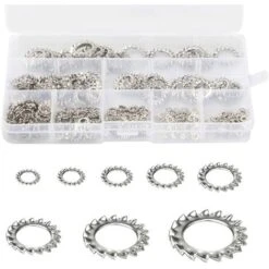 Rondelles De Verrouillage Des Dents 300 Pièces Rondelle Frein Inoxydable Rondelles Dentées Rondelles De Blocage Rondelles Dentées Externes Assortiment Ensemble M2,5 M3 M4 M5 M6 M8 M10 M12, Fonepro