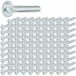 100x Vis Filetée M4x10mm Tête Plate Fente Cruciforme Fixation De Poignées Boutons De Meubles, Acier Zingué
