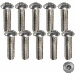 10x Vis Métaux Tête Bombée Hexagonal Creux BHC M5x16mm Acier Inoxydable A2 Filetage Total