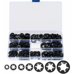 Déstockage 340 Pcs Rondelles Starlock, Rondelles De Blocage, Rondelles À Verrouillage, Vitesse Pousser Des Clips De Vitesse Fixations Rondelles - M3/M4/M5/M6/M8/M10/M12, Noir
