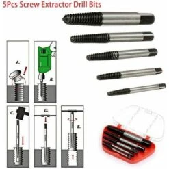 5Pcs Extracteur De Vis Endommagé,HSS Extracteur Vis Réglage Fixé Pour Endommagé Ménagepratique, Acier,Goujons,Boulons Cassés 1/8", 1/4", 5/16", 7/16", 9/16 -Fischer Boutique 60935406 3
