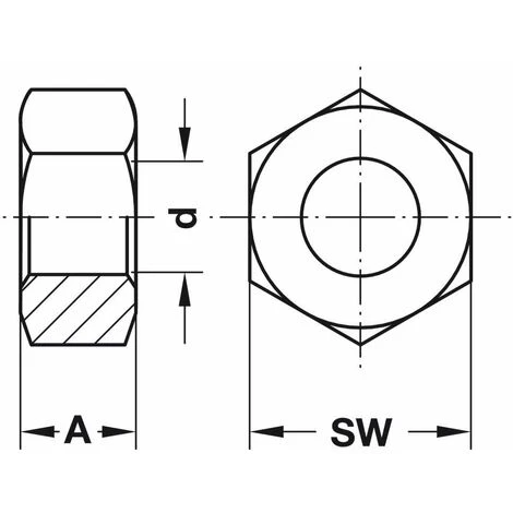20x écrou Hexagonal Filetage M6 X Clé SW= 10mm Acier DIN 934 4 20x écrou Hexagonal Filetage M6 X Clé SW= 10mm Acier DIN 934 – Image 2