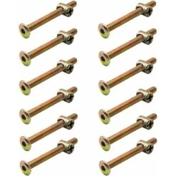 12 Pièces Boulons M6 Boulon Fixation Avec Écrou à Barrel Fixation Boulons à Ecrous Cylindriques Finition Zinguée M6 Hexagonale Vis Bouchon Vis Barrel Boulons Pour Meubles Lit Chaises Arcenciél