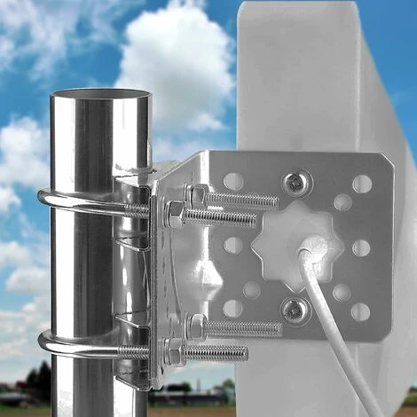 Support Antenne Universel Avec Boulons En U, Support Angle Réglable Pour Antennes, Peinture En Métal Massif, Blanc 4 Support Antenne Universel Avec Boulons En U, Support Angle Réglable Pour Antennes, Peinture En Métal Massif, Blanc – Image 2