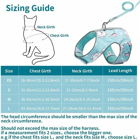 Ensemble Laisse Et Harnais Anti-évasion Pour Chat, Gilet Réfléchissant Réglable En Maille Douce Respirante Pour Animal De Compagnie Avec Carte Anti-perte Innovante (M, Cyan) 4 Ensemble Laisse Et Harnais Anti-évasion Pour Chat, Gilet Réfléchissant Réglable En Maille Douce Respirante Pour Animal De Compagnie Avec Carte Anti-perte Innovante (M, Cyan) – Image 2