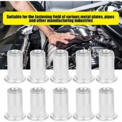 100Pcs Ecrou A Sertir M5, Écrou à Sertir Aluminium, Écrou à Rivet Fileté à Tête Plate, Rivet Nuts M5 De Écrou D'Insertion Pour Automobiles, Meubles -Fischer Boutique 65644799 5