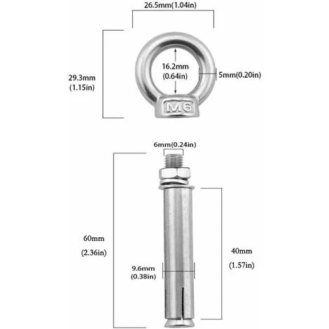 Déstockage Boulons à Expansion M6 X 60mm Manchon En Acier Boulon à œil 304 Inoxydable Expansion Du Béton Ancrage Vis à Oeil Chevilles Boulons 5-Pack 7 Déstockage Boulons à Expansion M6 X 60mm Manchon En Acier Boulon à œil 304 Inoxydable Expansion Du Béton Ancrage Vis à Oeil Chevilles Boulons 5-Pack – Image 5