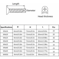 200Pcs Fraisée Cruciformes à Tête Plate Vis à Bois Universelles -Fischer Boutique 69263347 4