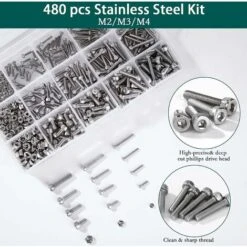 Coffrets Boulons Et Écrous M2 M3 M4 Vis En Acier Inoxydable Bouton Tête Hexagonale Socket Assortiment Kit Avec Boîte De Rangement Épaisse 480 Pièces -Fischer Boutique 69263354 3