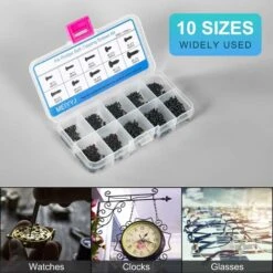 GP Lot De 1000 Mini Vis à Bois Cruciformes Autotaraudeuses Tête Ronde, Assortiment M1 M1.2 M1.4 M1.7, Noir -Fischer Boutique 70543753 5