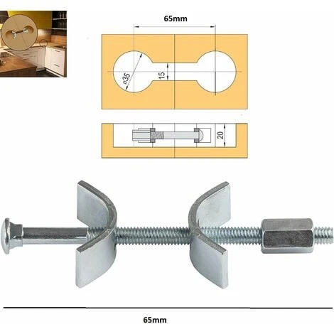 4x Vis Relieuse Pour Plan De Travail M6 X 65mm Avec étrier Fixation Ferrure Assemblage Jonction Panneaux Bois Meuble Lit Goujon Connecteur 4 4x Vis Relieuse Pour Plan De Travail M6 X 65mm Avec étrier Fixation Ferrure Assemblage Jonction Panneaux Bois Meuble Lit Goujon Connecteur – Image 2