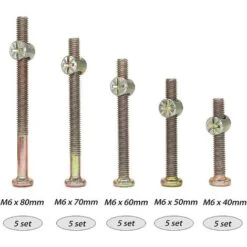 Kit De Remplacement De Matériel De Vis De Lit De Bébé 25-set M6x40mm/ 50mm/ 60mm/ 70mm/ 80mm -Fischer Boutique 76134003 3