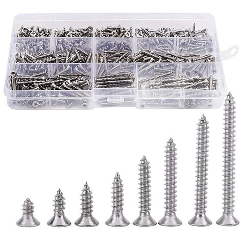 400pcs Vis à Tête Fraisée En Acier Inoxydable Vis à Tête Plat Cruciformes Vis à Bois 3 400pcs Vis à Tête Fraisée En Acier Inoxydable Vis à Tête Plat Cruciformes Vis à Bois