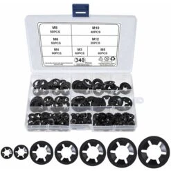 Rondelles De Blocage Universel Rondelle De Verrouillage M3 M4 M5 M6 M8 M10 M12 Rapide Pousser Fixations Assortment Kit Avec Boîte Noir 340 Pièces - DKSFJKL