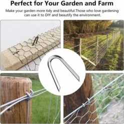 140 Pièces Crampons En Acier Galvanisé Crampillons Pour Cloture Crampillon Grillage 1.2 1.9cm Clou De Clôture En Forme De U Agrafes Pour Clôture Agrafe Galvanisée Grillage Pour Filets -Fischer Boutique 83997351 5