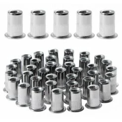 100 Pièces M6 écrou à Rivet Fileté à Tête Plate, écrous à Riveter Fileter En Acier Inoxydable, Assortiment Inserts Filetés Pour Mental Plastique (12 Mm 15 Mm) GrooFoo