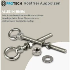 Boulon à œil 2 Pièces M10x100 Avec Boulon à œil à Filetage Complet Métrique Avec écrou Et Rondelle A4 V4A Antirouille Résistant à L'eau De Mer -Fischer Boutique 85779092 3