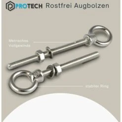 Boulon à œil 2 Pièces M10x100 Avec Boulon à œil à Filetage Complet Métrique Avec écrou Et Rondelle A4 V4A Antirouille Résistant à L'eau De Mer -Fischer Boutique 85779092 4