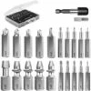 AQIUO Kit D'Extracteur De Vis Cassé, 22 PCS Outils D'Extraction Améliorés En Acier Allié HSS 4341 Avec Mèches 2 Porte-embouts D'Extension Magnétique Adaptateur De Prise Pour Boulon Endommagé, Noir LO- 1 AQIUO Kit D'Extracteur De Vis Cassé, 22 PCS Outils D'Extraction Améliorés En Acier Allié HSS 4341 Avec Mèches 2 Porte-embouts D'Extension Magnétique Adaptateur De Prise Pour Boulon Endommagé, Noir LO- -Fischer Boutique 87208781 1