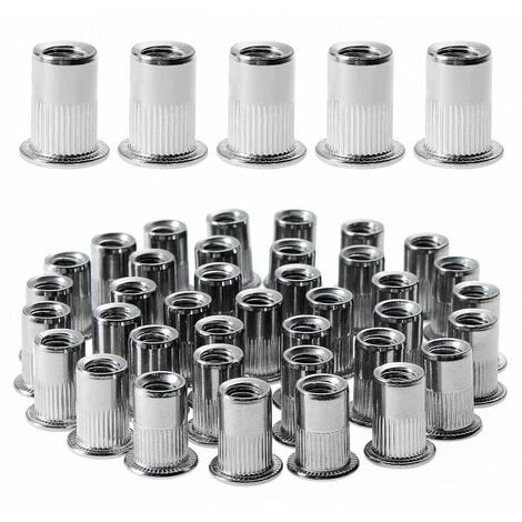 100 Pièces M6 écrou à Rivet Fileté à Tête Plate, écrous à Riveter Fileter En Acier Inoxydable, Assortiment Inserts Filetés Pour Mental Plastique (12 Mm 15 Mm) 3 100 Pièces M6 écrou à Rivet Fileté à Tête Plate, écrous à Riveter Fileter En Acier Inoxydable, Assortiment Inserts Filetés Pour Mental Plastique (12 Mm 15 Mm)