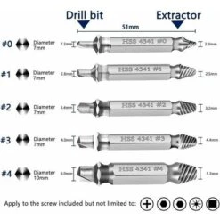 6 Pièces Endommagé Vis Extracteurs, Extracteur De Boulons Cassés En Acier HSS 4341 Avec Une Dureté Supérieure à 55 HRC,d'un Diamètre 2-12mm Pour Boulons Ou Vis Endommagés -Fischer Boutique 88804001 3