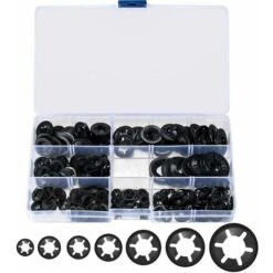 GrooFoo 340 Pcs Rondelles Starlock, Rondelles De Blocage, Rondelles À Verrouillage, Vitesse Pousser Des Clips De Vitesse Fixations Rondelles - M3/M4/M5/M6/M8/M10/M12, Noir